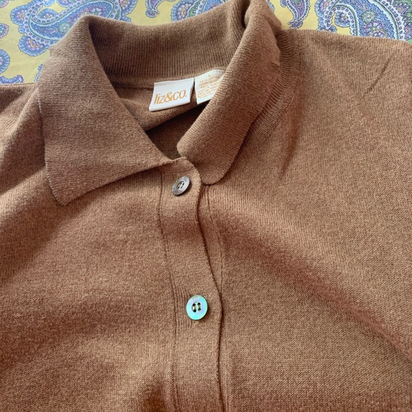 Liz & Co Sweater Vest, Long duster style, side slits, Large - Picture 4 of 6